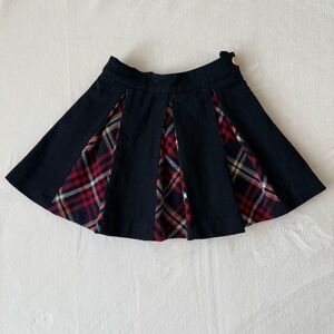 Patachau Navy red tartan pleated skirt 3Y